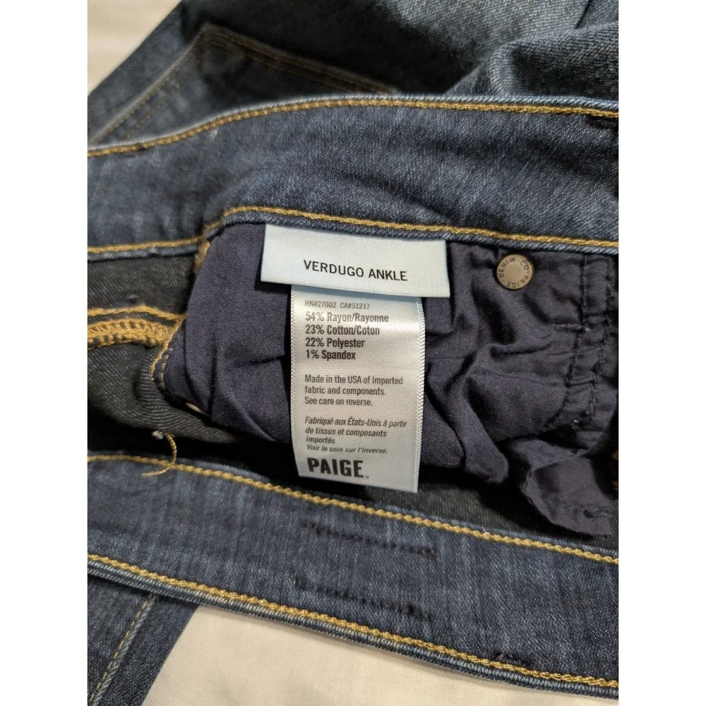 PAIGE Verdugo Ankle Skinny Jeans Women's 27 Dark Wash Stretch Denim‎